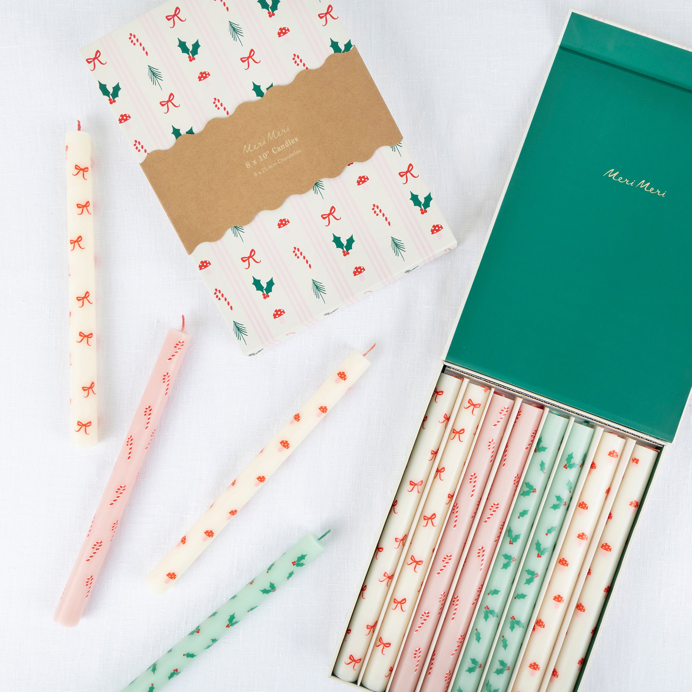 Festive Patterned Table Candles, Set of 8